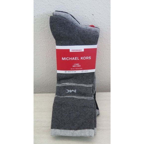 Michael Kors Performance 3 Pair Men's 7-12 Charcoal/Gray/Black Casual Crew Socks - Picture 1 of 7